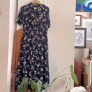 Vintage Banana Republic Navy Floral Maxi Dress